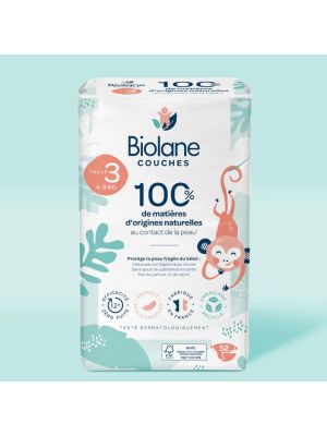 Biolane Pannolini Ecologici, Pelli Sensibili, Assorbenti, Nessuna Fuoriuscita, 12 Ore all’Asciutto, Taglia 3, 4-9 kg, Confezione da 3x52, Totale 156 Pannolini 