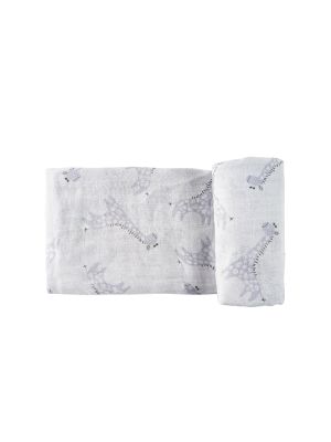 Mussola Swaddle Cotone Biologico 120x120 cm Giraffa Blu Happy Bear