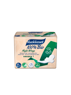 Assorbenti Notte con Ali 9 pz Biodegradabile Vuokkoset