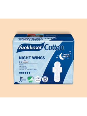 Assorbenti Notte con Ali 9 pz Cotton Vuokkoset