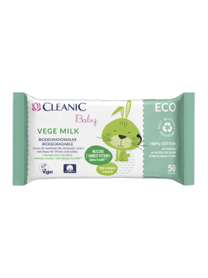 Salviette Biodegradabili al Latte Vegetale 50 pz Cleanic Baby