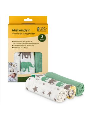 Mussole Swaddle 3 pz Cotone Biologico 70X70 cm GrunSpecht 
